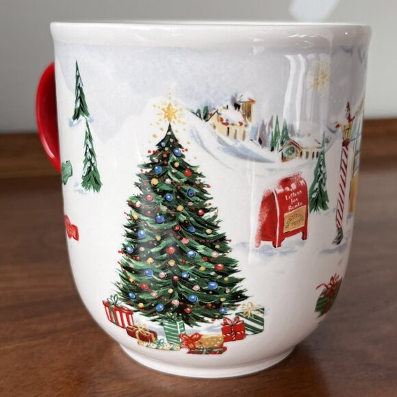 Sur La Table Santa North Pole Mug Christmas Earthenware Coffee Cup Retro Holiday - Picture 4 of 12